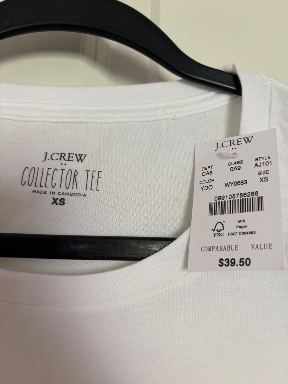 J. Crew White Collector Tee - Crew Neck XS - Picture 4 of 5